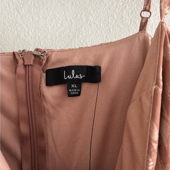 Lulus Dusty Pink Floral Bustier Tiered Side Slit Maxi Dress XL - Picture 8 of 8